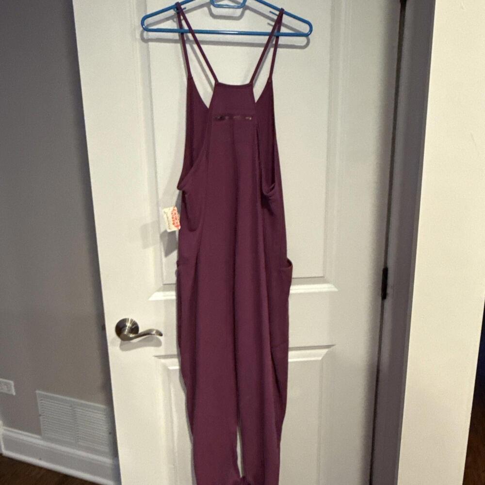 NWT Free People FP Movement Women's Size L Hot Shot Jumpsuit Deep Mulberry L - Picture 10 of 11